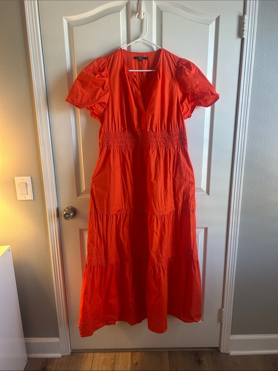 Quince Dresses & Skirts - Quince Orange V-Neck Tiered Maxi Dress